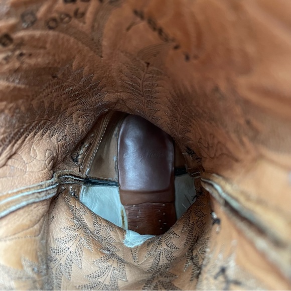 VTG Larry Mahan El Paso Brown Black Leather Western Cowboy Boots Pull On Sz 9.5 - Picture 8 of 11